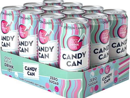 Candy Can, Cotton Candy, Fizzy Drink Sparkling Pop Cans 12x330ml For Cheap