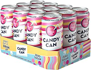 Candy Can Sparkling Soda, Marshmallow Flavour, Sugar-Free and Gluten-Free, Pack of 12 x 330ml Cans Cheap