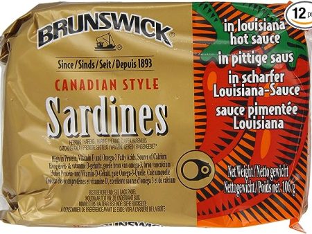 Brunswick Canadian Style Sardines in Louisiana Hot Sauce Pack of 12x106g Online now