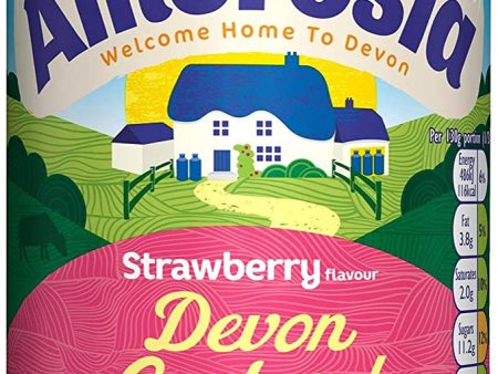 Ambrosia Strawberry Flavour Devon Custard Pack of 6x400g Online now